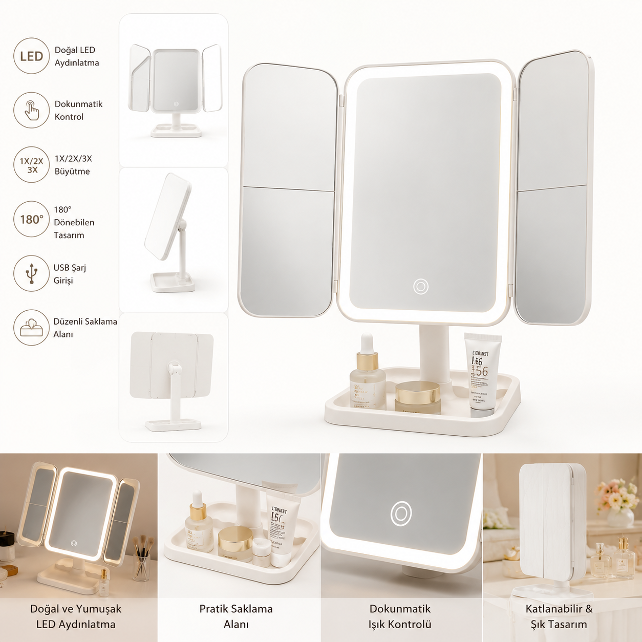 LINA BEAUTY™ Profesyonel LED Makyaj Aynası