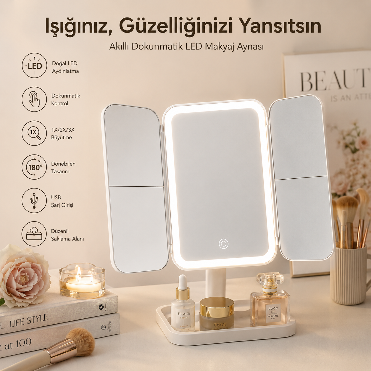 LINA BEAUTY™ Profesyonel LED Makyaj Aynası